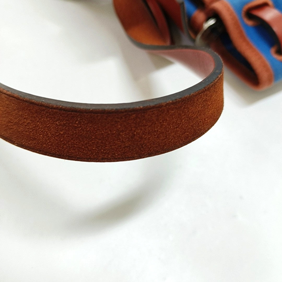 HERMÈS Herbag 31 Sea Blue Canvas Single Shoulder Bag Tote Bag Silver Hardware D Detachable Strap-(SKU)-969826701