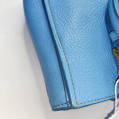 Miu Miu Madras Blue Cowhide Studs Single Shoulder Bag Tote Bag Crossbody Bag Golden hardware Removable shoulder strap-(SKU)-954293190