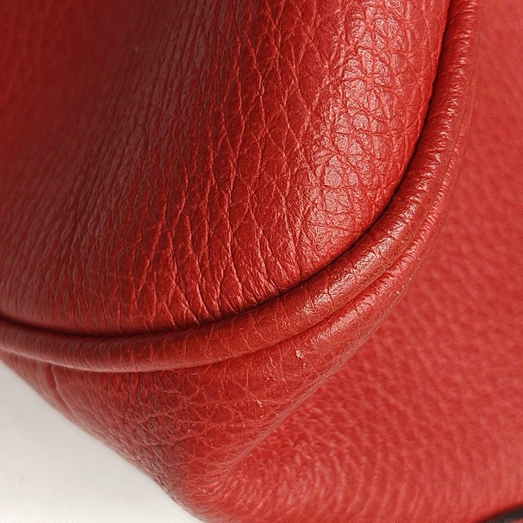 GUCCI DOME Red Cow Leather Striped Strap Single Shoulder Bag Handbag Crossbody Bag Silver Hardware Removable shoulder strap-(SKU)-960336464