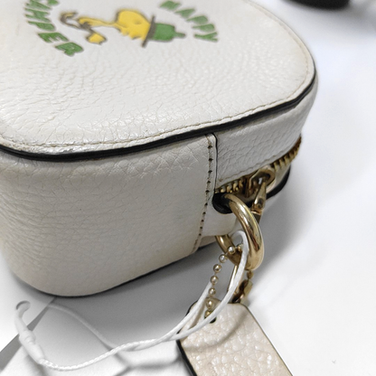 COACH White Leather Printed Single Shoulder Bag Crossbody Golden hardware Removable shoulder strap-(SKU)-933824945