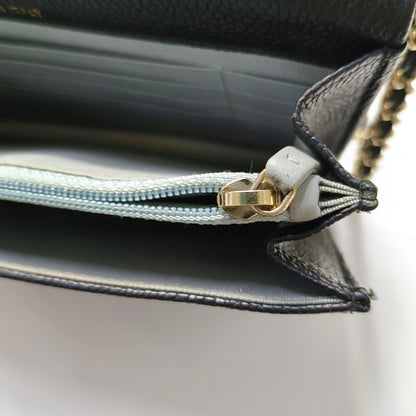 CHANEL THREAD AROUND Navy Blue Grained Calfskin Quilted Chevron Single Shoulder Bag Crossbody Bag Gold Blue Hardware 25 Clasp-(SKU)-968245973
