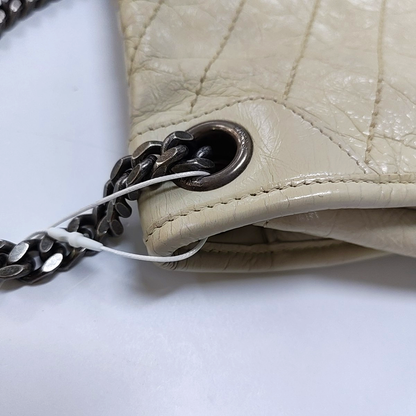 YSL NIKI Medium Beige Calfskin Plaid Quilted Shoulder Bag Crossbody Bag Palladium Hardware-(SKU)-963808720