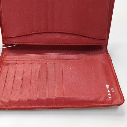 CHANEL Red Cowhide Diamond Quilted Wallet Red Hardware 16nan-(SKU)-959584010