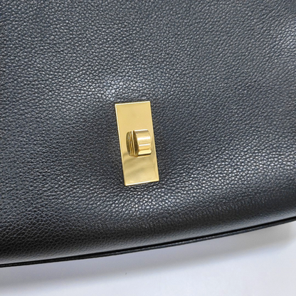 CELINE 16 Teen Black Calfskin Shoulder Bag with Gold Hardware and Detachable Strap-(SKU)-959806698