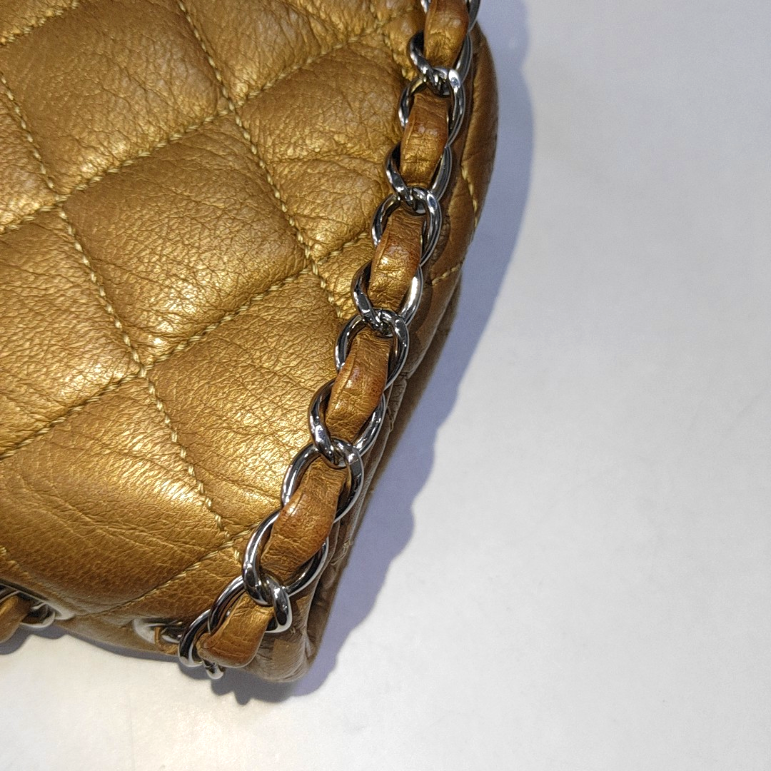 CHANEL CLASSIC FLAP Brown Deer Calfskin Quilted Handbag Silver Hardware 10 Clasp-(SKU)-940915348