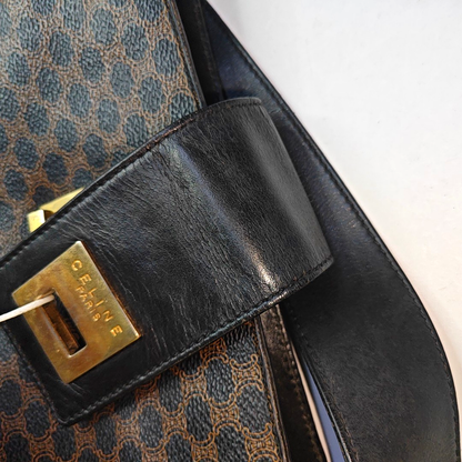 CELINE Tote bag Dark brown coated canvas Arc de Triomphe shoulder bag/handbag Golden hardware-(SKU)-935906004