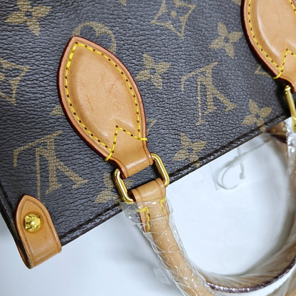 LOUIS VUITTON SAC PLAT BB Brown Coated Canvas Monogram Notepad Bag Crossbody Shoulder Bag Sling Bag Golden Hardware Removable Strap-(SKU)-954740431