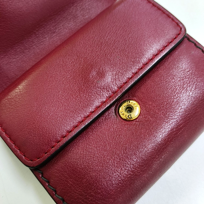 DIOR Burgundy Calfskin Leather Wallet Golden hardware-(SKU)-956370493