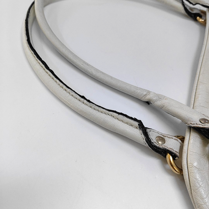 GUCCI Tote bag White leather bamboo harness buckle single shoulder bag handbag Golden hardware-(SKU)-957008402