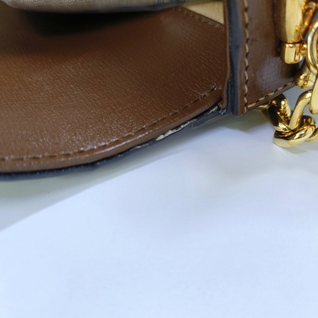 GUCCI Horsebit 1955, khaki coated canvas monogram horsebit shoulder bag, handbag with golden hardware and detachable strap, complete accessories-(SKU)-966902427