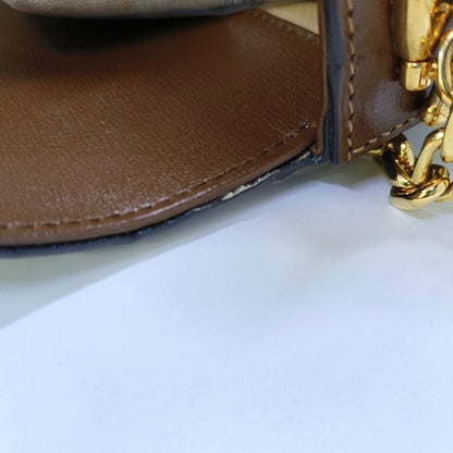 GUCCI Horsebit 1955, khaki coated canvas monogram horsebit shoulder bag, handbag with golden hardware and detachable strap, complete accessories-(SKU)-966902427