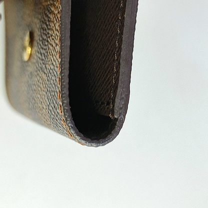 LOUIS VUITTON Brown Coated Canvas Checkered Key Bag Golden hardware-(SKU)-944332313