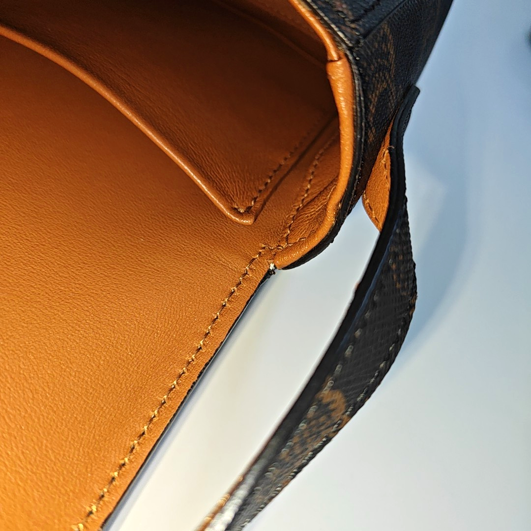 CELINE TRIOMPHE Nano Brown Coated Canvas Triumph Monogram Crossbody Bag, Shoulder Bag with Gold Hardware-(SKU)-952939919