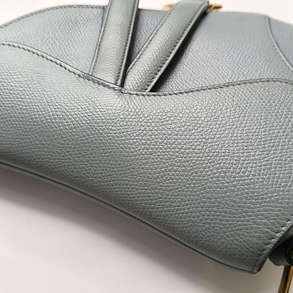 DIOR Saddle Mini Blue Calfskin Saddle Bag Shoulder Bag Golden Hardware Detachable Strap-(SKU)-951263637