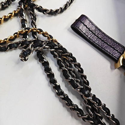 CHANEL GABRIELLE Small Size Radiant Calfskin Quilted Diagonal Bag, Shoulder Bag, Crossbody with Detachable Strap, Golden, Silver, and Ruthenium-Colored Hardware, 27 Clasps-(SKU)-946512946