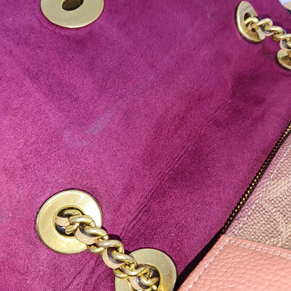 COACH PARKER 26 Multicolor Coated Canvas Monogram Camellia Crossbody Shoulder Bag Golden hardware-(SKU)-939985782
