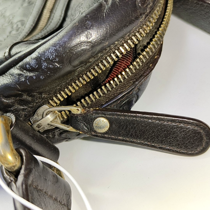 GUCCI GG Imprime Brown Leather Vintage Shoulder and Crossbody Bag Golden hardware-(SKU)-953018922