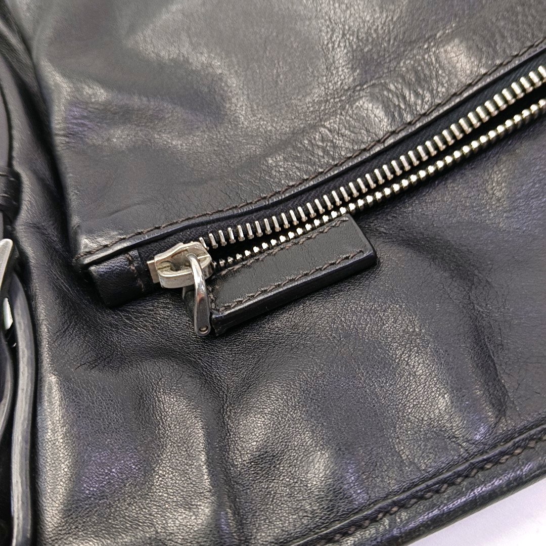 PRADA Black Leather Crossbody Bag Single Shoulder Bag Silver Hardware-(SKU)-959224503