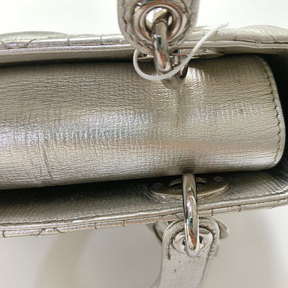 DIOR Lady Dior Small Size Silver Calfskin Quilted Cannage Four Shoulder Bag, Crossbody Bag, Handbag with Detachable Strap-(SKU)-967528877