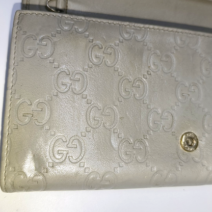GUCCI Microguccissima Light Gray Cowhide Vintage Embossed Wallet Golden hardware-(SKU)-14418012