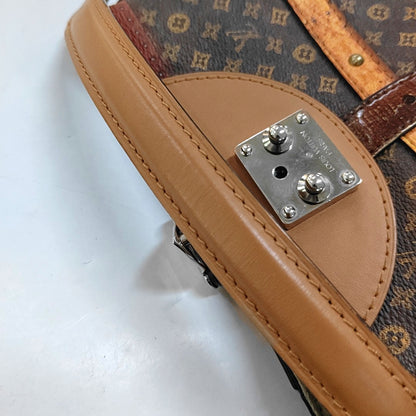 LOUIS VUITTON DUFFLE Brown Coated Canvas Monogram French Fry Shoulder Bag with Shoulder Strap, Silver Hardware, Removable Shoulder Strap-(SKU)-968214373
