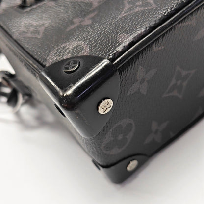 LOUIS VUITTON SOFT TRUNK Mini Black Coated Canvas Monogram Studs Black Samurai Shoulder Bag with Removable Straps-(SKU)-970537657