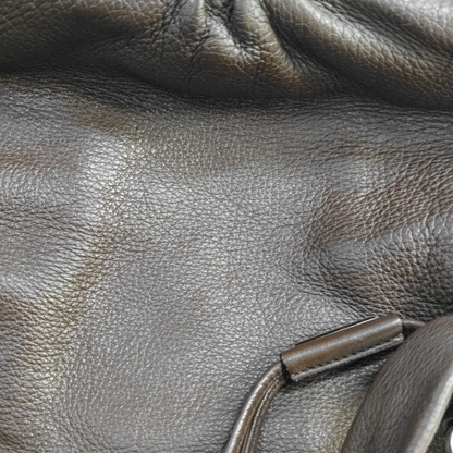 CELINE Dark Brown Leather Handbag Silver Hardware-(SKU)-936845573