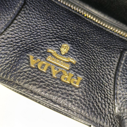 PRADA Tote bag Black Leather Handbag Crossbody Shoulder Bag Golden hardware-(SKU)-932708963