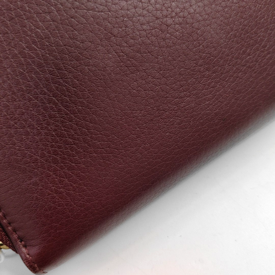 GUCCI Burgundy Calfskin Leather Wallet Gold Red Hardware-(SKU)-954574348