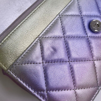 CHANEL WOC Iridescent Calfskin Quilted Shoulder Bag Crossbody Bag Silver Rainbow Metal Hardware-(SKU)-962424976