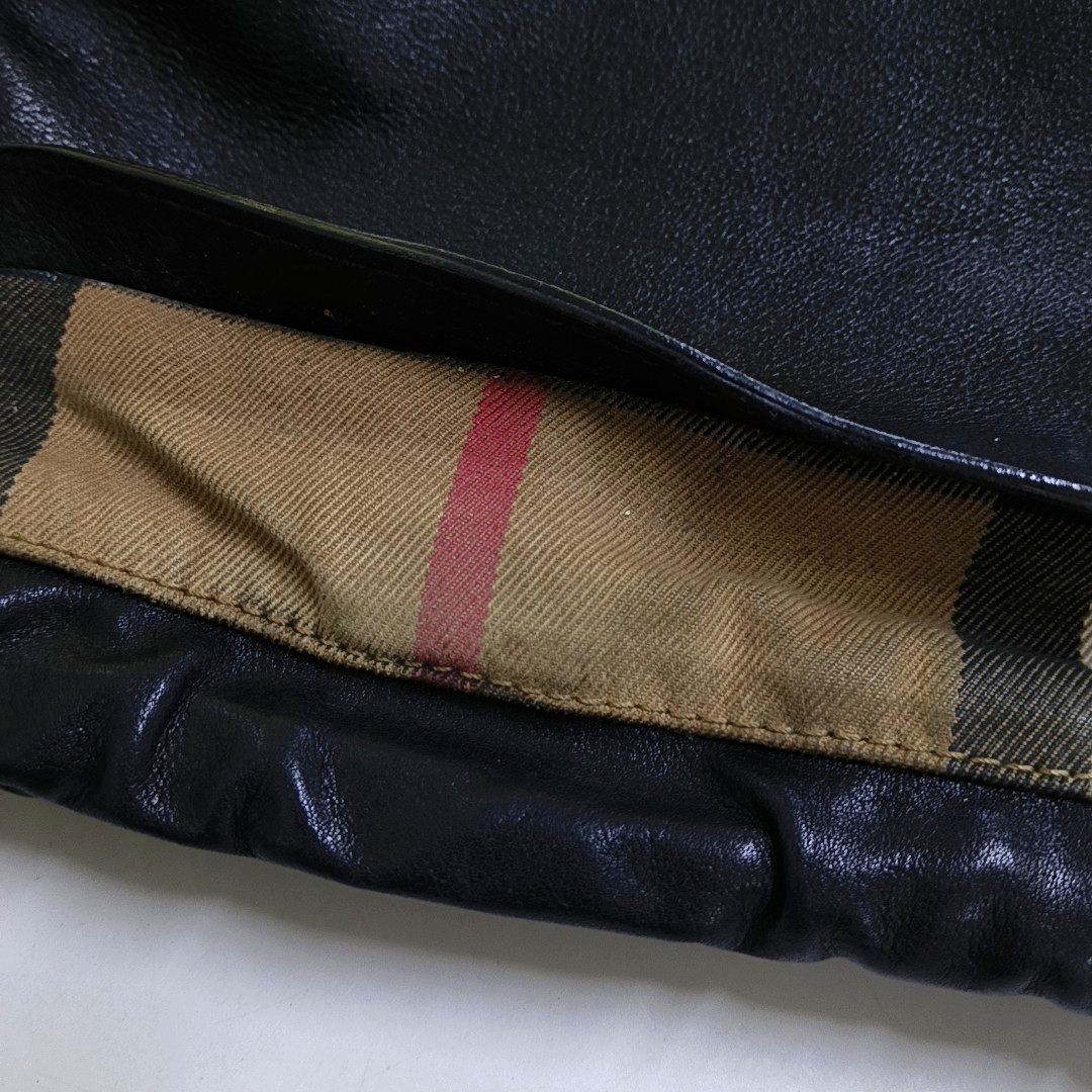 BURBERRY Black Leather Crossbody Bag Single Shoulder Bag Golden hardware Removable shoulder strap-(SKU)-947151988