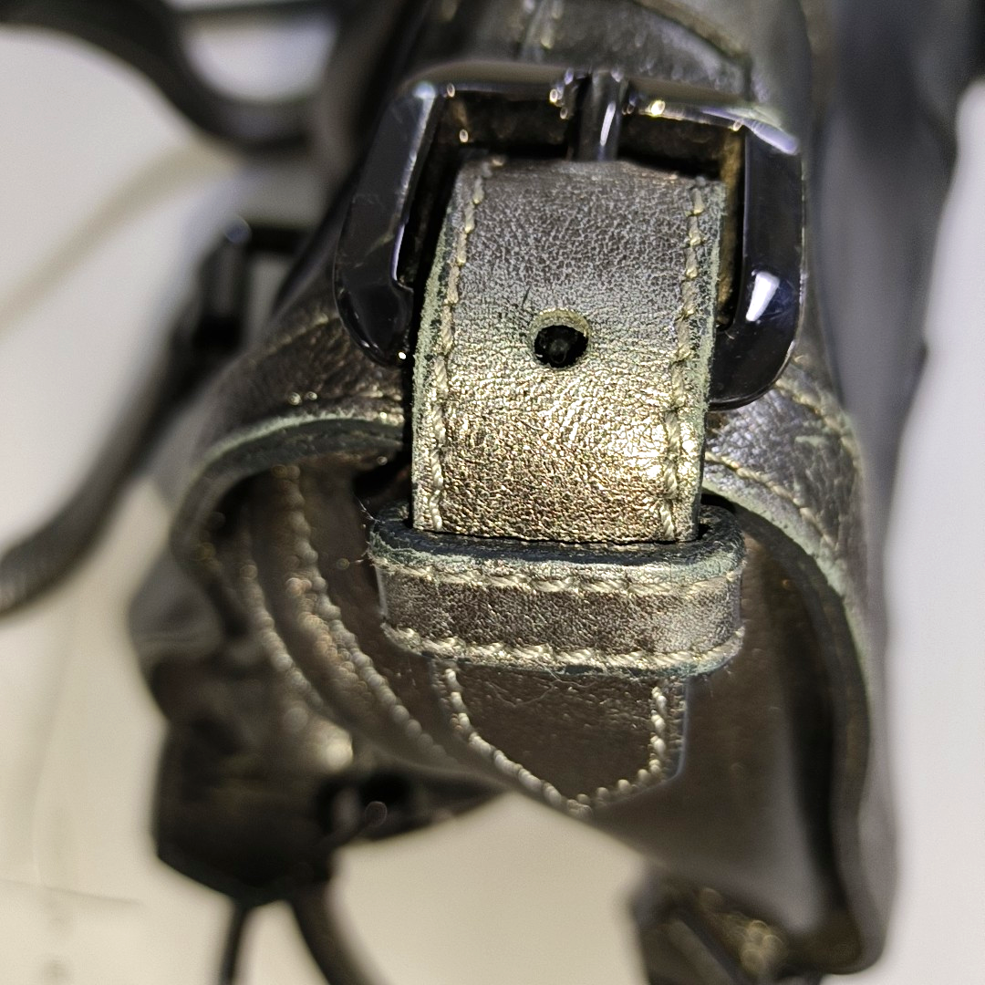 BURBERRY Silver Cowhide Single Shoulder Bag Crossbody Tote Bag Black hardware Removable shoulder strap-(SKU)-938135515