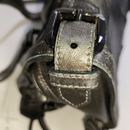 BURBERRY Silver Cowhide Single Shoulder Bag Crossbody Tote Bag Black hardware Removable shoulder strap-(SKU)-938135515
