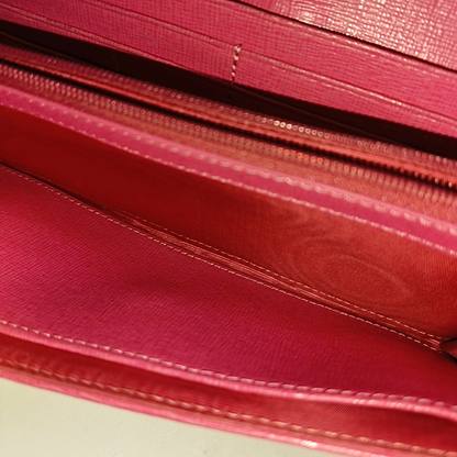 FURLA Pink Leather Embossed Sling Bag Single Shoulder Bag Golden hardware Removable shoulder strap-(SKU)-939936046