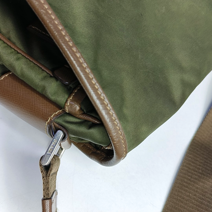 PRADA Green Nylon Crossbody Bag Single Shoulder Bag Silver Hardware-(SKU)-953032418