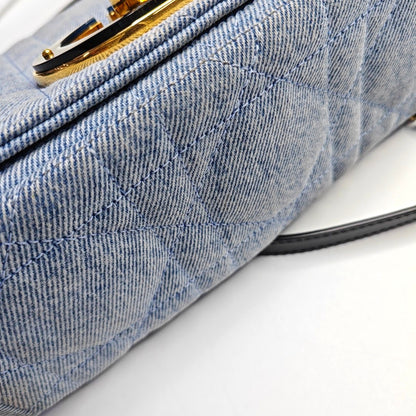 DIOR Dior Caro Medium Blue Denim Quilted Crossbody Shoulder Bag Tote Bag-(SKU)-966917875