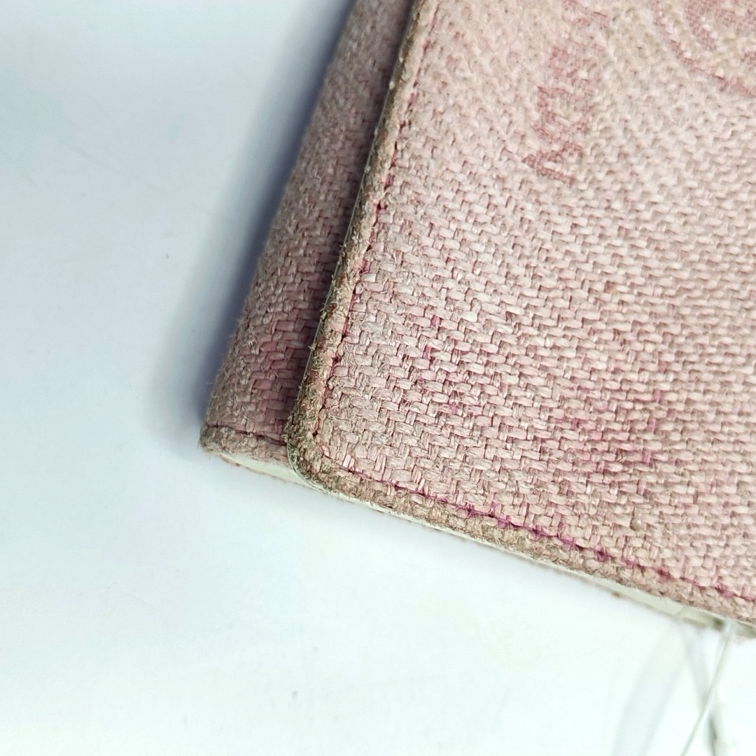 CHANEL DEAUVILLE Pink fabric wallet Silver Hardware 18nan-(SKU)-953641586