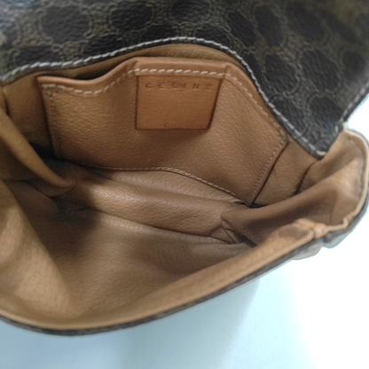 CELINE Black coated canvas Arc de Triomphe handbag腰包/胸包 Golden hardware-(SKU)-942847471