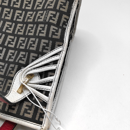FENDI Tote bag 深棕色帆布双F提花Handheld包 Golden hardware-(SKU)-944134607