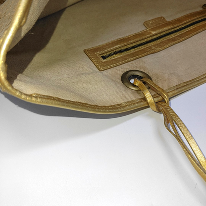 CELINE Tote bag Gray Leather Printed Handbag Golden hardware-(SKU)-955873105