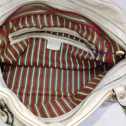 GUCCI Tote bag White leather bamboo harness buckle single shoulder bag handbag Golden hardware-(SKU)-957008402
