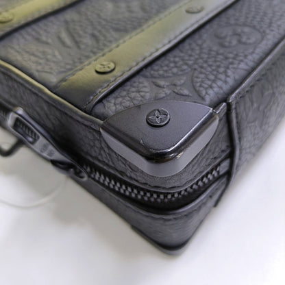 LOUIS VUITTON SOFT TRUNK Black Leather Monogram Black Crossbody Bag Single Shoulder Bag with Detachable Strap and Black Hardware-(SKU)-969594578