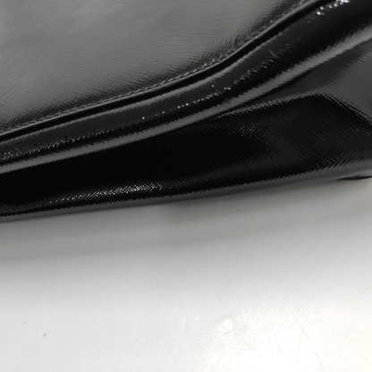 PRADA Slim Convertible Vernice Black Leather Logo Cross Grain Handbag Single Shoulder Bag Golden hardware-(SKU)-958471694