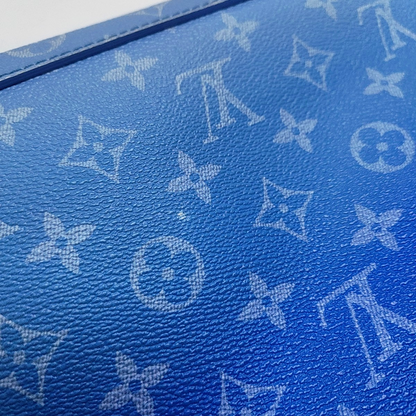LOUIS VUITTON SOFT TRUNK Blue Coated Canvas Monogram Crossbody Bag with Silver Hardware and Detachable Strap-(SKU)-963244300