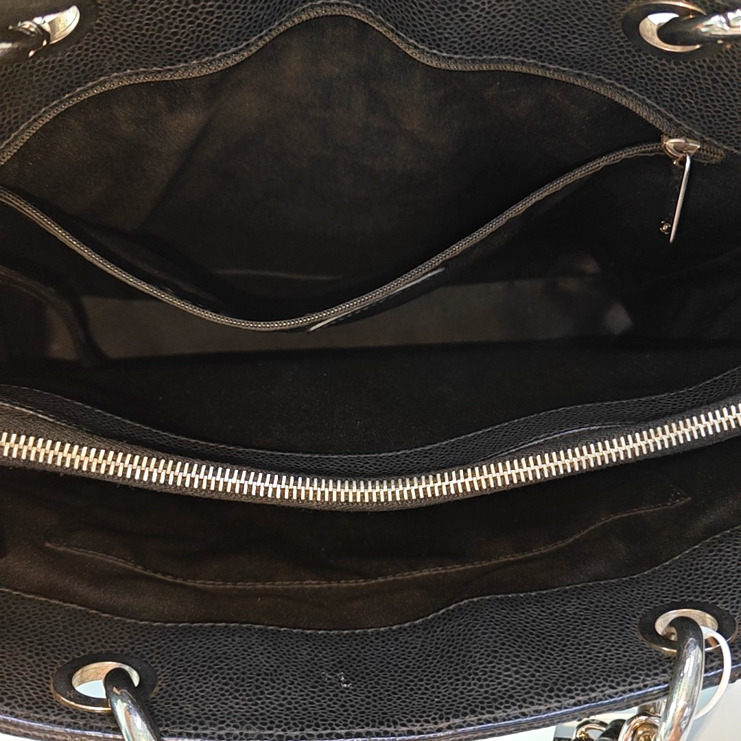 CHANEL CHANEL GST Large Size Black Calfskin Quilted Cannage Shoulder Bag Tote Bag Silver Hardware 15K Clasp-(SKU)-965088697