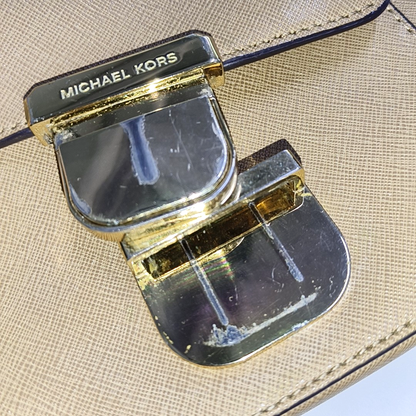 MICHAEL KORS Small size Khaki Leather Embossed Crossbody Bag, Handbag, Shoulder Bag Golden hardware Removable shoulder strap-(SKU)-940776973