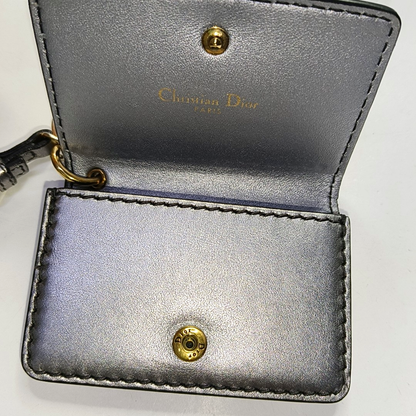 DIOR J'Adior Gray Cowhide Studs Card Case Golden hardware-(SKU)-956355272