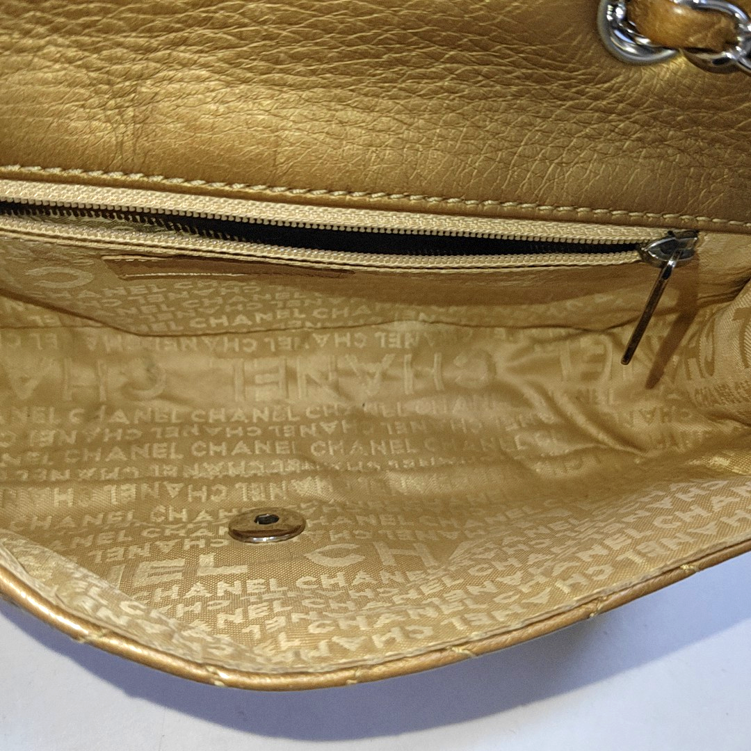 CHANEL CLASSIC FLAP Brown Deer Calfskin Quilted Handbag Silver Hardware 10 Clasp-(SKU)-940915348