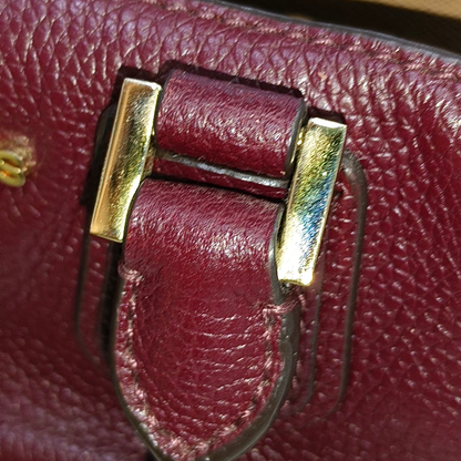 MICHAEL KORS Mercer Burgundy Cowhide Studs Handbag Single Shoulder Bag Crossbody Bag Golden hardware-(SKU)-14232692