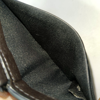 COACH Dark Brown Coated Canvas Monogrammed Card Case Black hardware-(SKU)-939413250